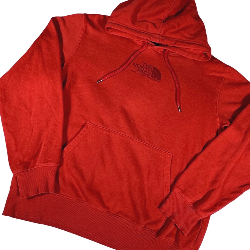 The North Face Hoodie Mens Medium Orange Logo Sweatshirt Pocket